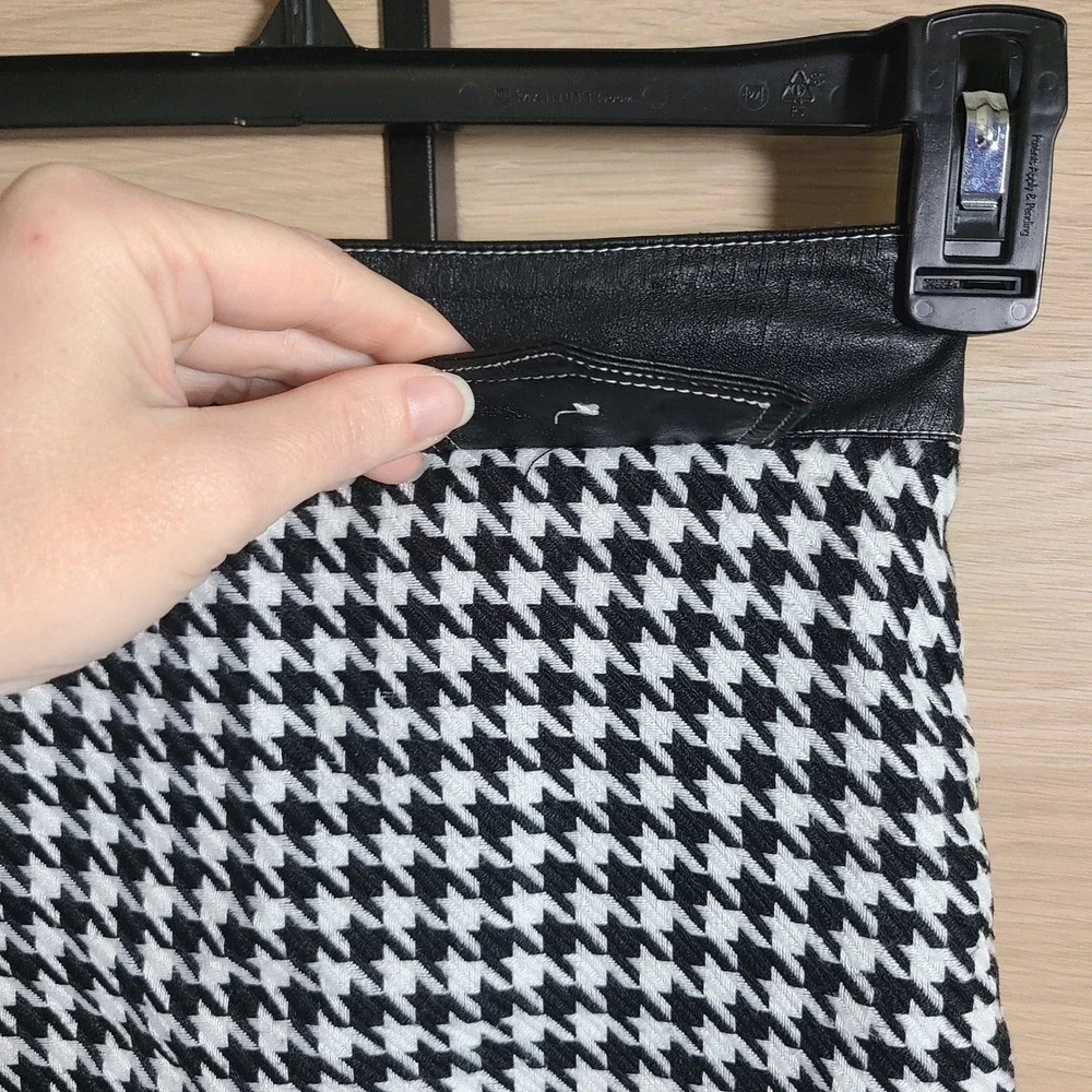 VTG Y2K Mary-Kate and Ashley Houndstooth Mini Skirt Kids 5 Black Faux Leather